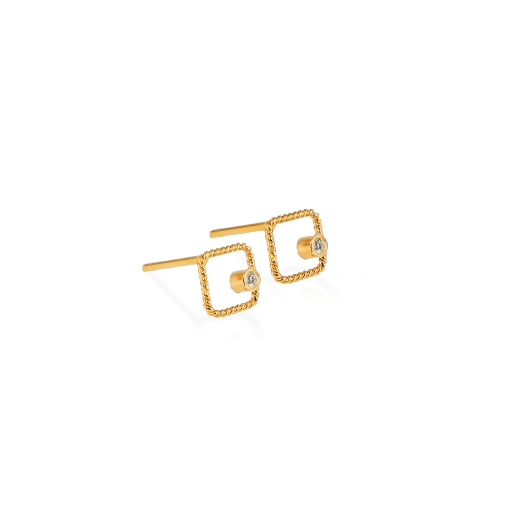 CHRISTINA SOUBLI | Square earring studs with diamonds