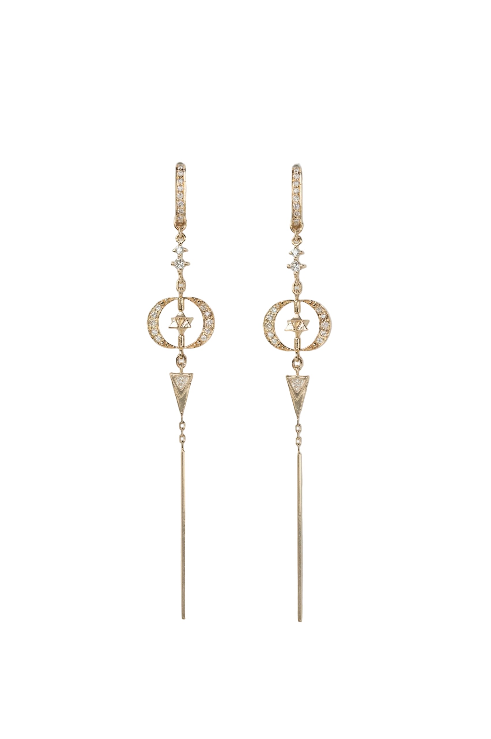 CELINE DAOUST | Moon diamonds merkabah long earrings
