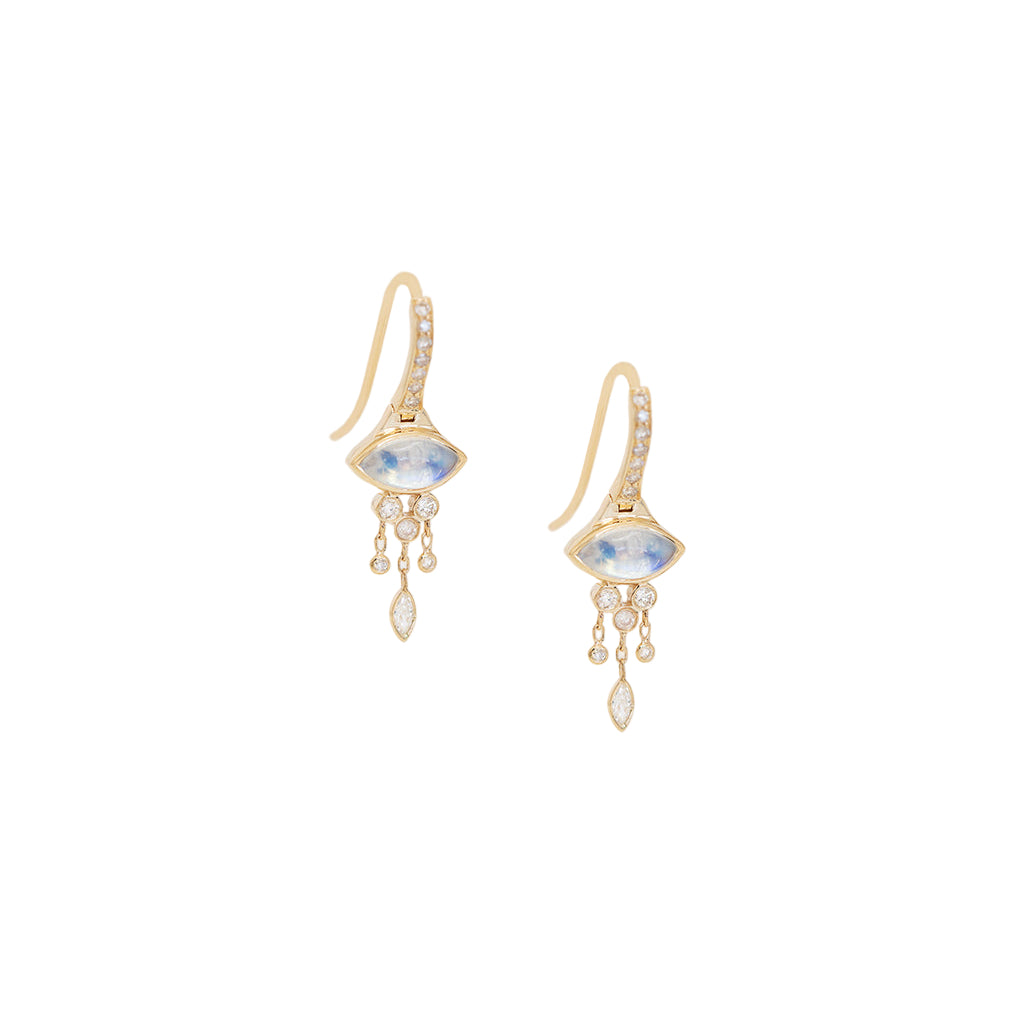CELINE DAOUST | Moonstone marquise & diamonds earrings