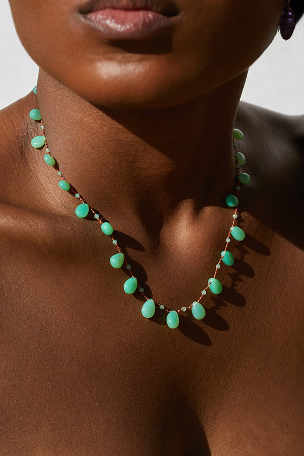 IVARENE | Evergreen Drops & Beads necklace with chrysoprase
