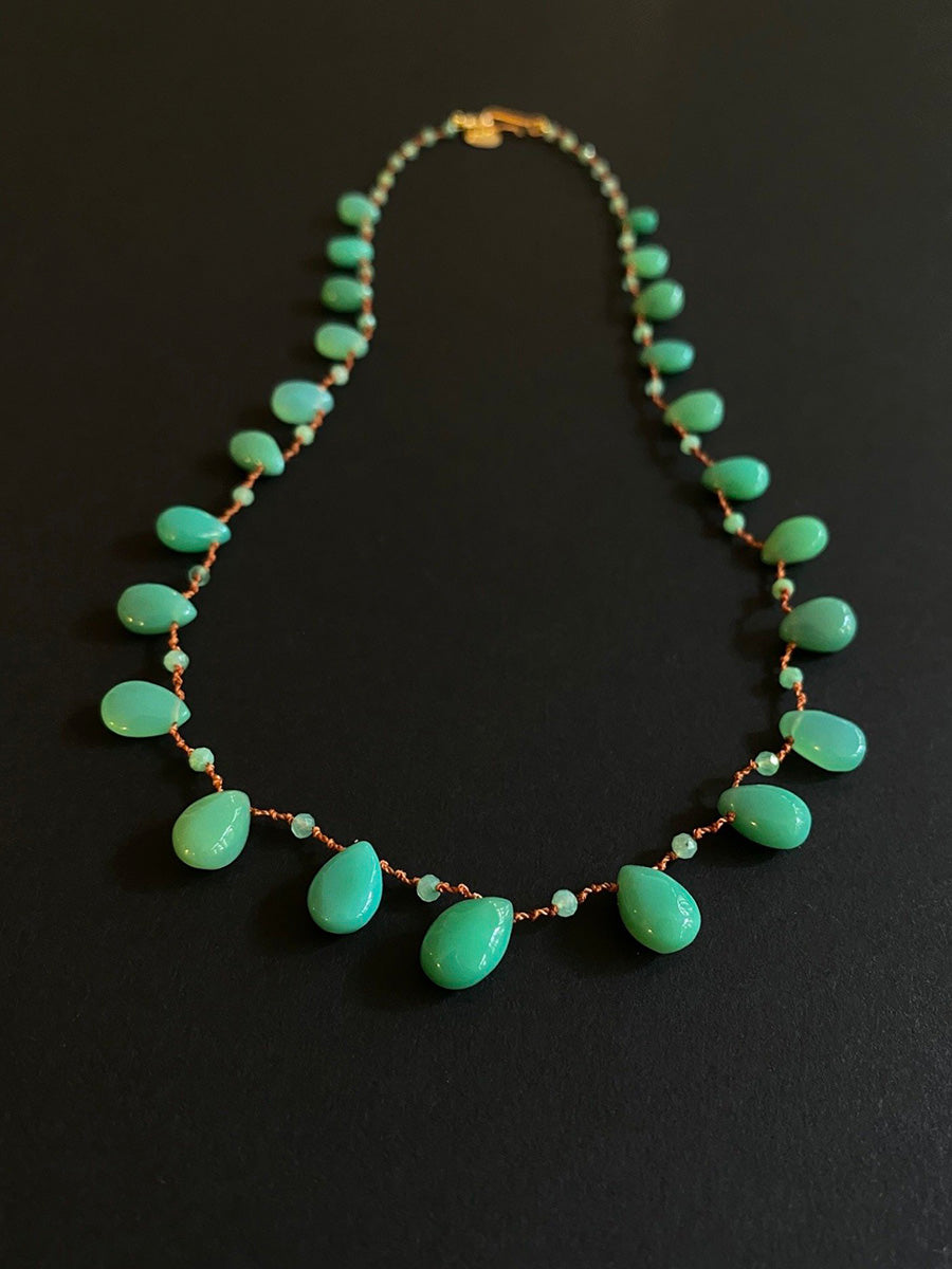 IVARENE | Evergreen Drops & Beads necklace with chrysoprase