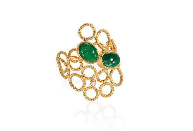CHRISTINA SOUBLI  | Gold Ring with Emeralds and Diamonds