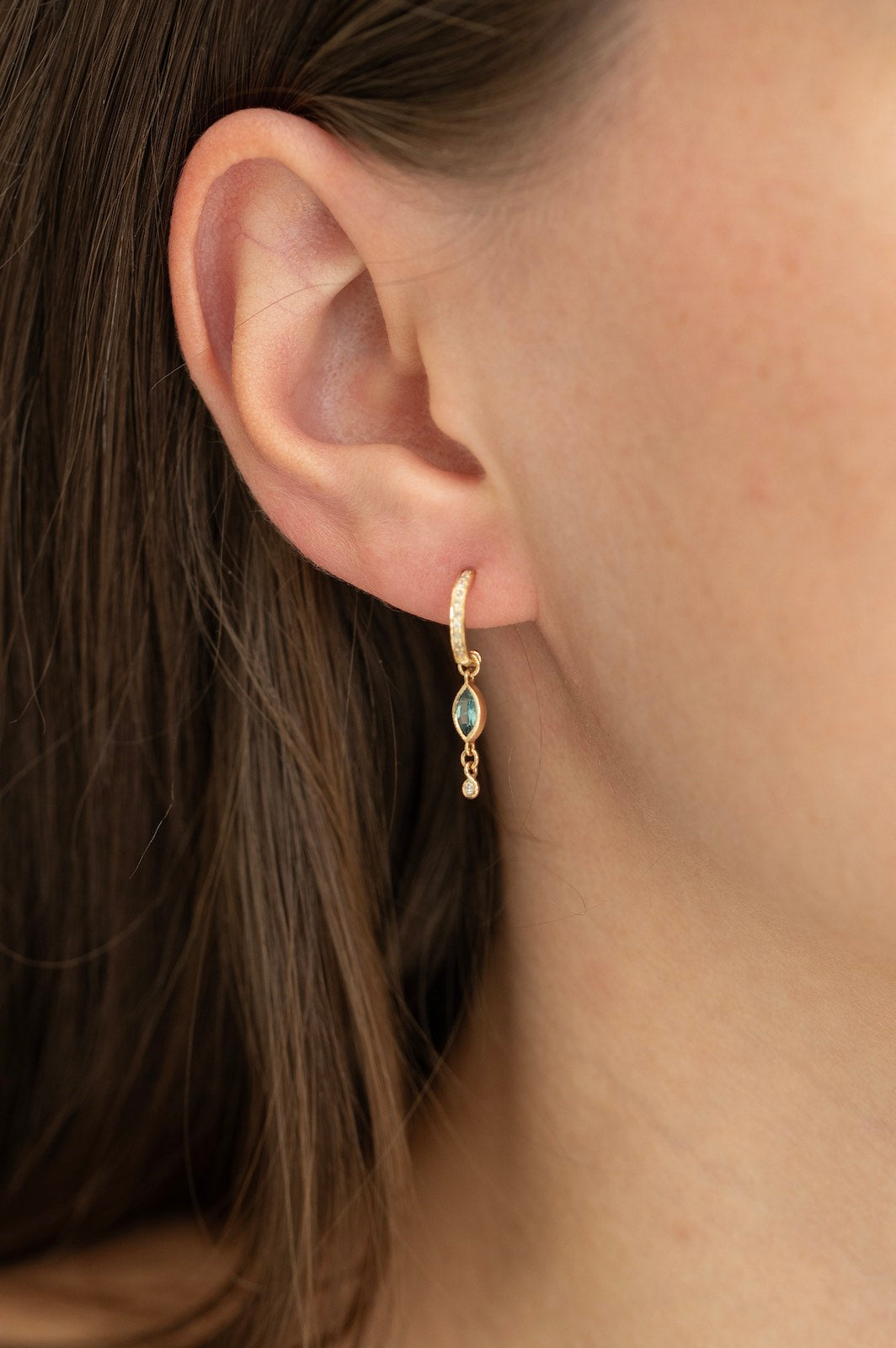 CELINE DAOUST | Marquise Tourmaline and Diamond Single Hoop Earring