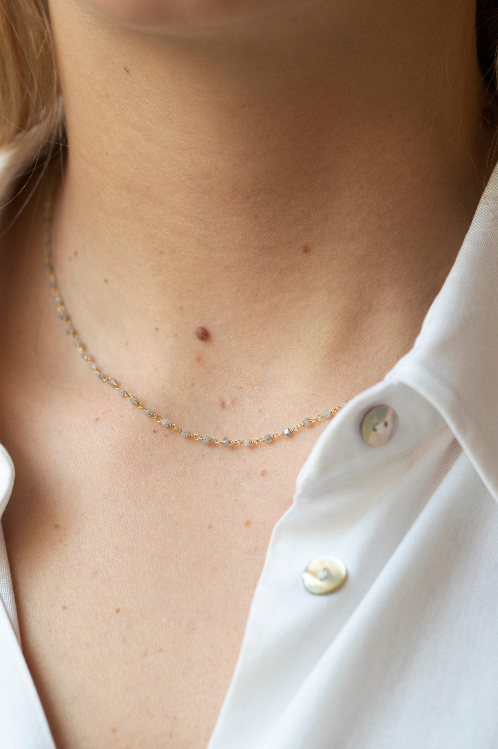 CELINE DAOUST | Grey diamond square beads necklace
