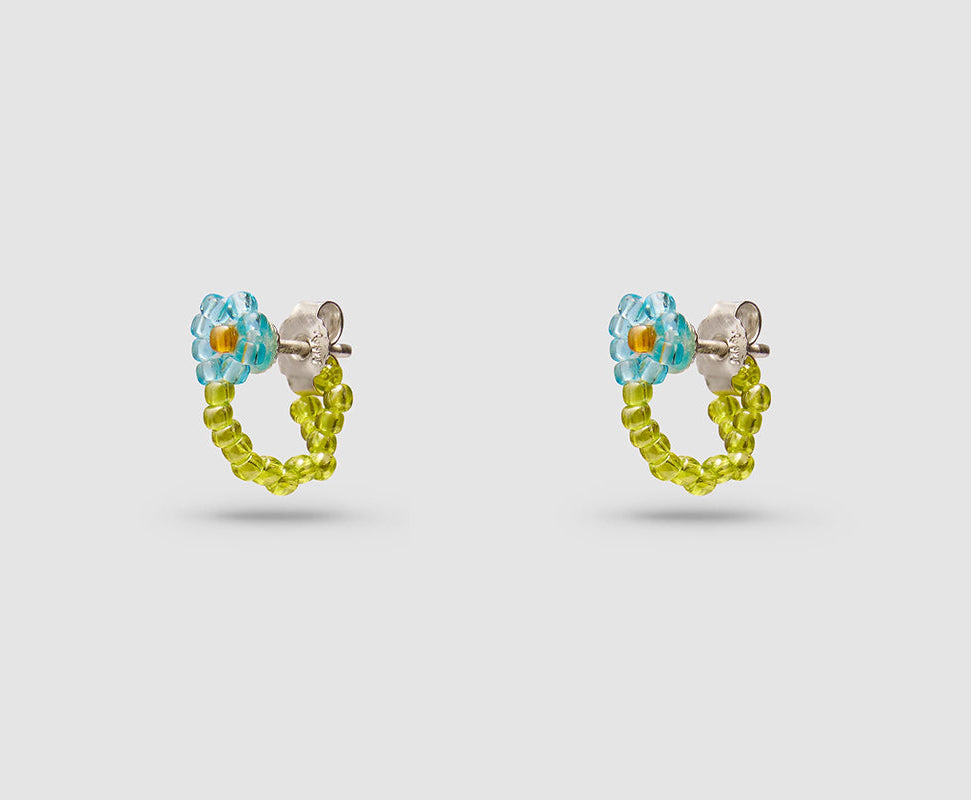 PURA UTZ | BLUE FLOR HUGGIE EARRINGS