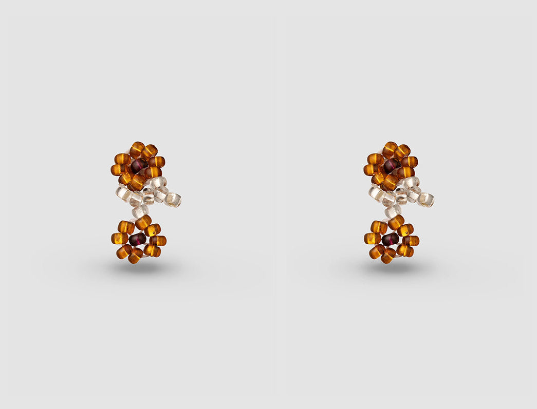 PURA UTZ | BROWN FLOWER STICK EARRINGS