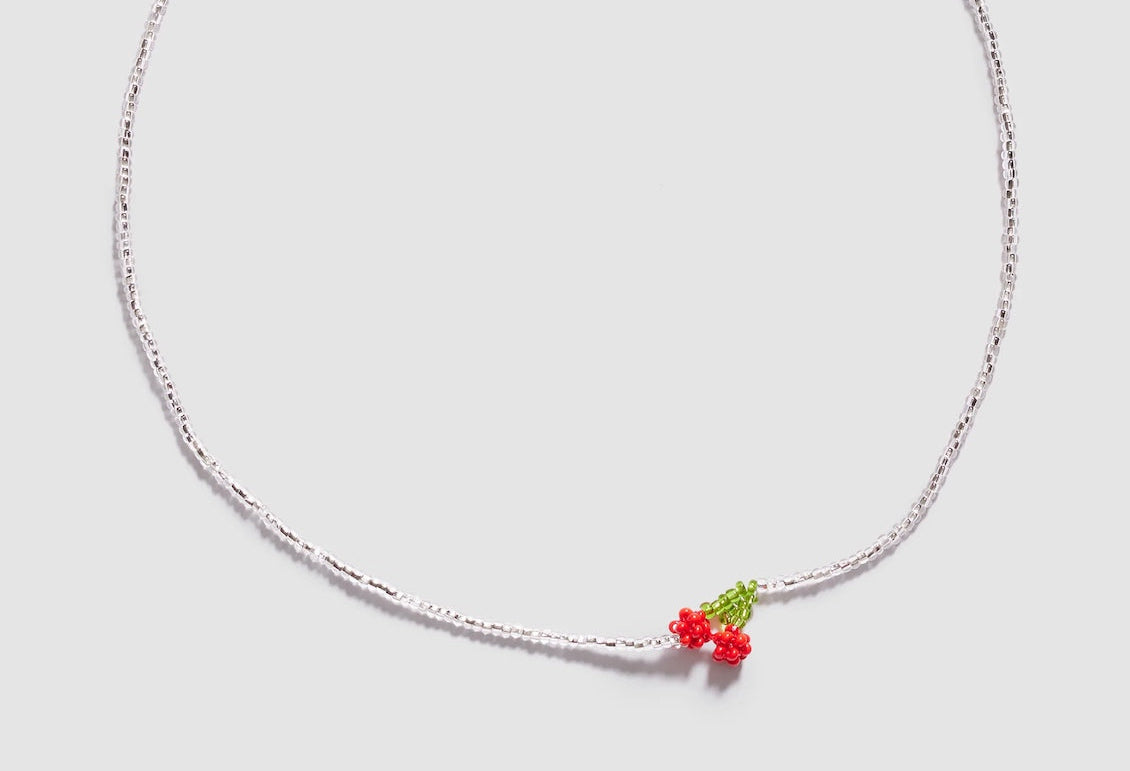 PURA UTZ | MINI SILVER CHERRY NECKLACE