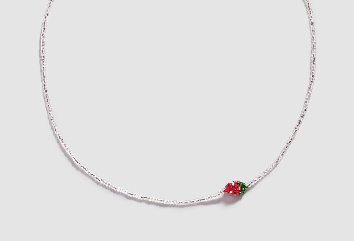 PURA UTZ | MINI SILVER STRAWBERRY NECKLACE