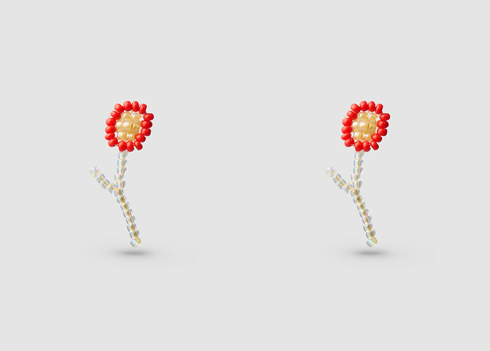PURA UTZ | RED FLOR STICK EARRINGS
