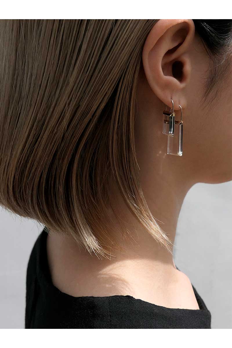 SIMMON SATO | HANG RECTANGLE QUARTZ EARRINGS | SHORT