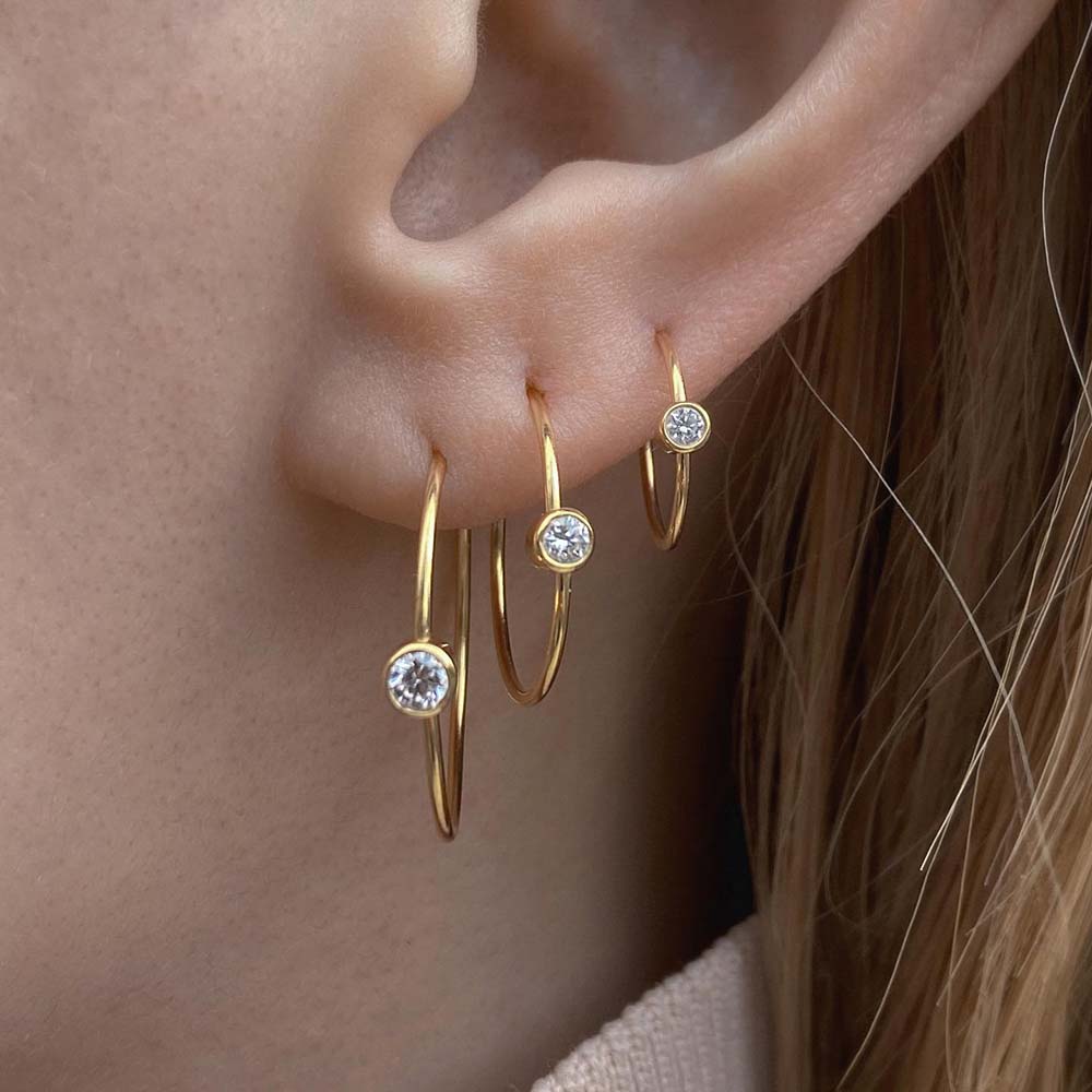 SHIHARA | One-Stone Hoop Earring 02