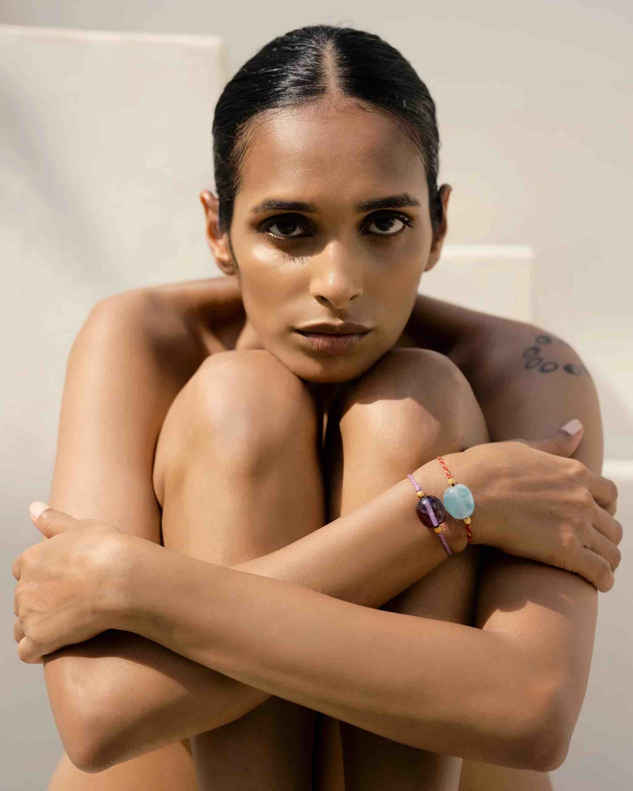 IAIA CARAVAN | Chota Cord bracelet in Green Amethyst with mixed thread