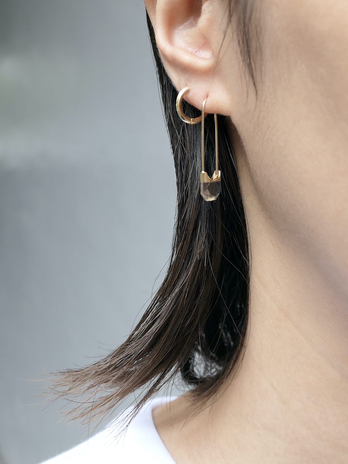 SIMMON SATO | DROP QUARTZ EARRINGS | HEXAGON SHORT