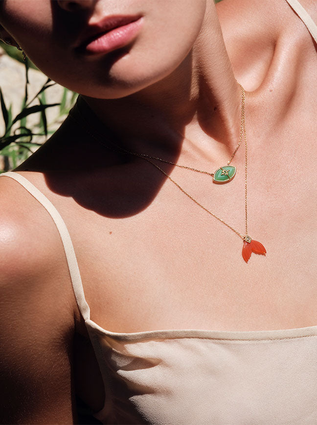 DANAI GIANNELLI | Paradiso Perduto necklace | Green chalcedony chalcedony & diamonds