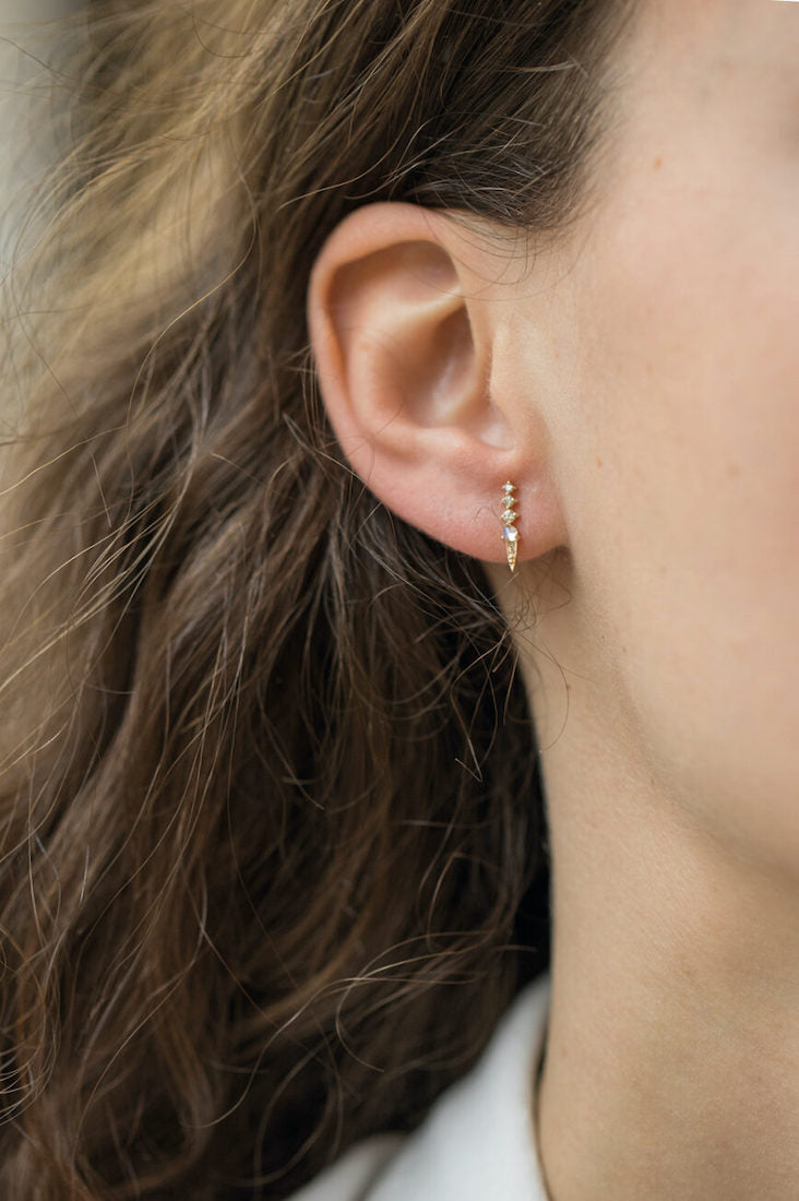 CELINE DAOUST | Moonstone & three Diamonds single earring
