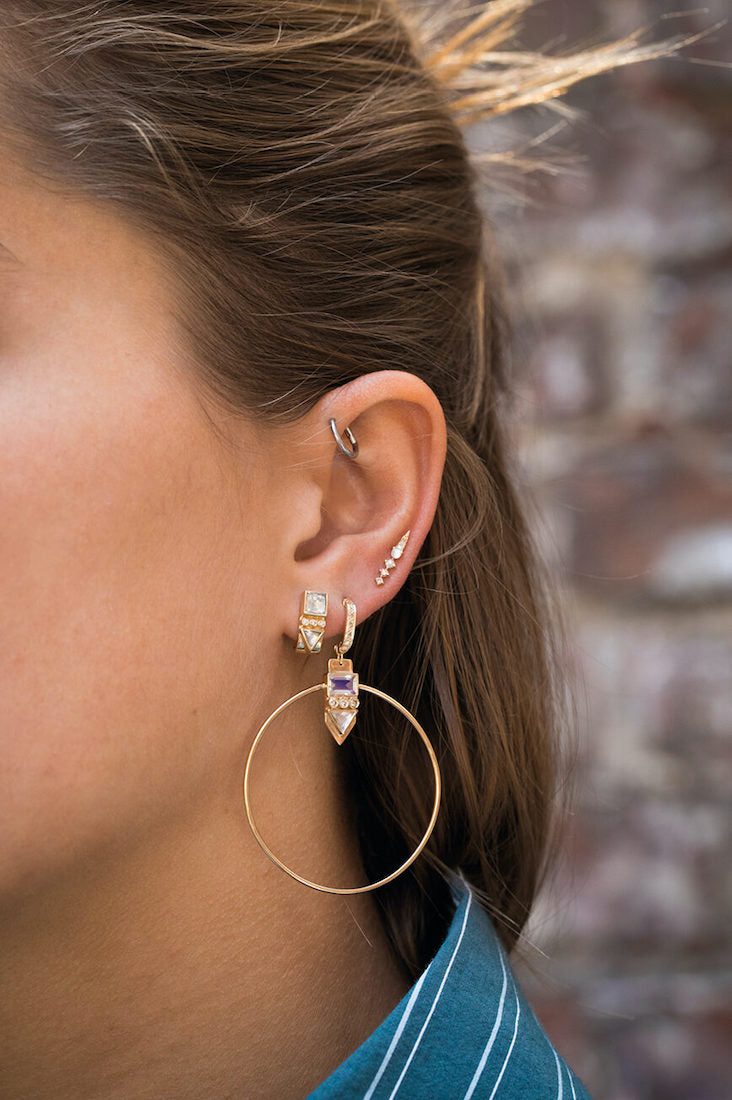 CELINE DAOUST | Moonstone & three Diamonds single earring