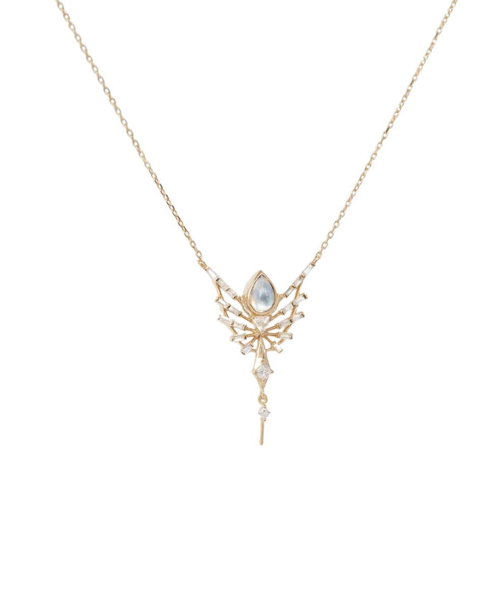 CELINE DAOUST | DREAM MAKER PEAR MOONSTONE AND DIAMONDS PHOENIX NECKLACE