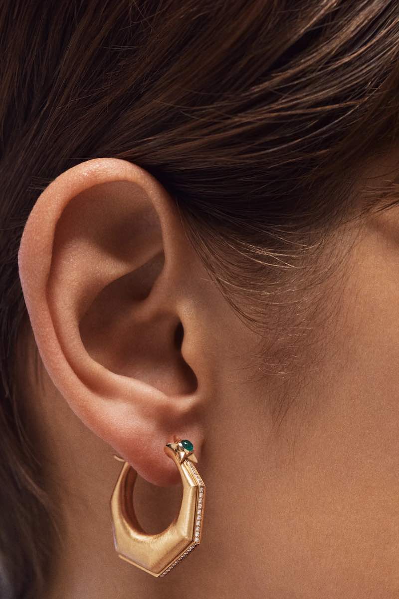 MARIE LICHTENBERG | Baba large earrings with diamonds and emerald