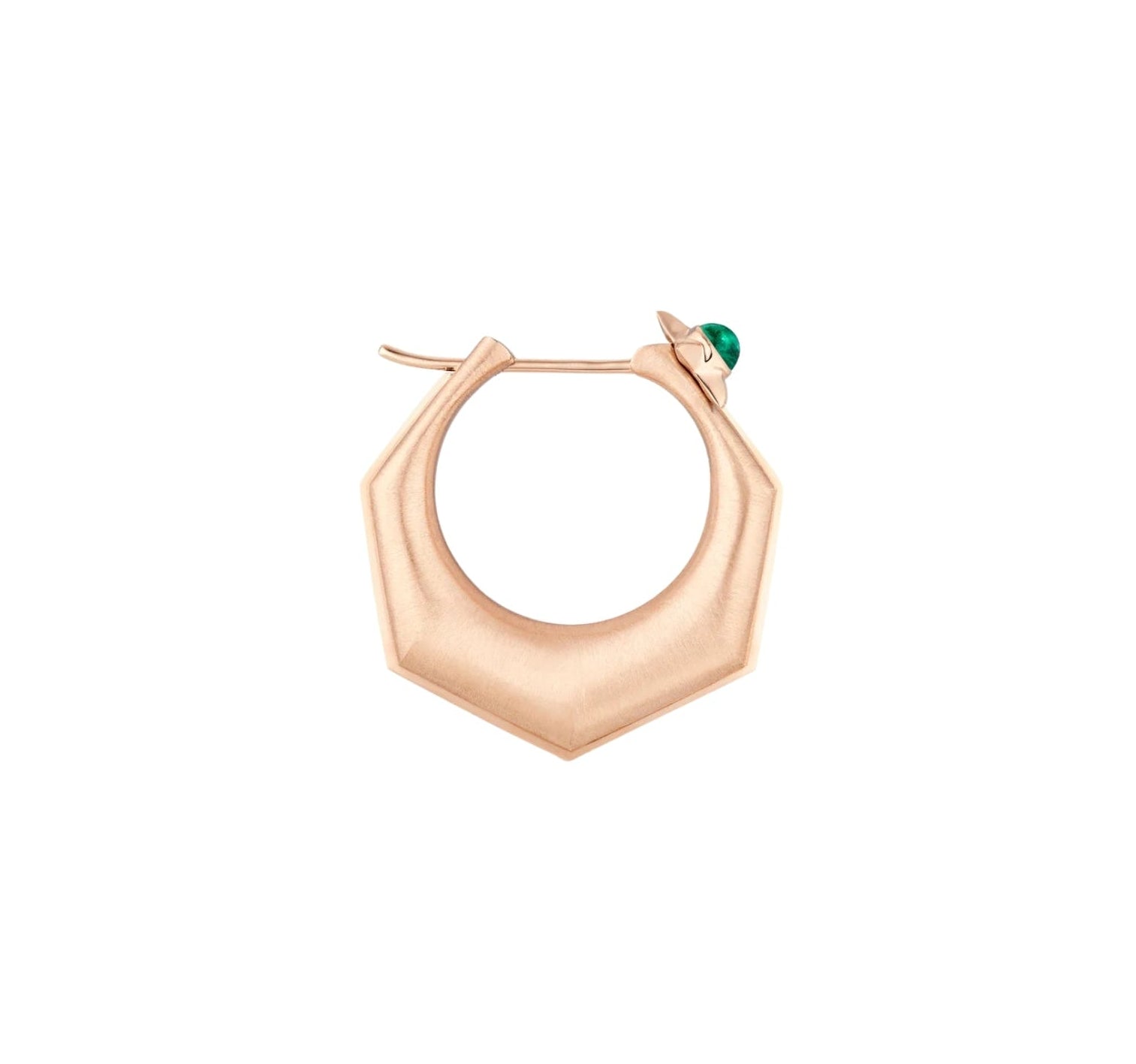 MARIE LICHTENBERG | Baba large rose gold earrings with diamonds and emerald