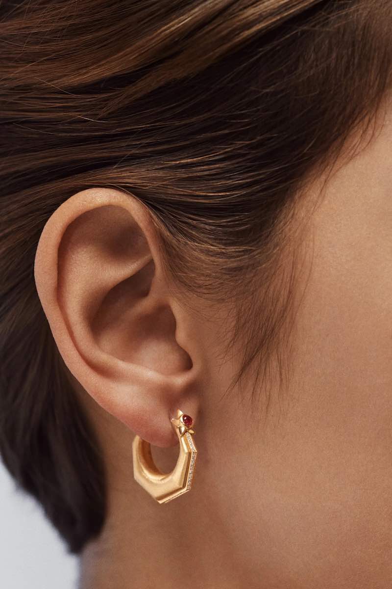 MARIE LICHTENBERG | Baba medium earrings with diamonds and ruby