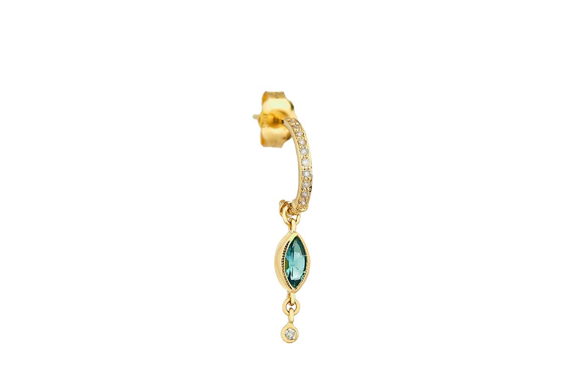 CELINE DAOUST | Marquise Tourmaline and Diamond Single Hoop Earring