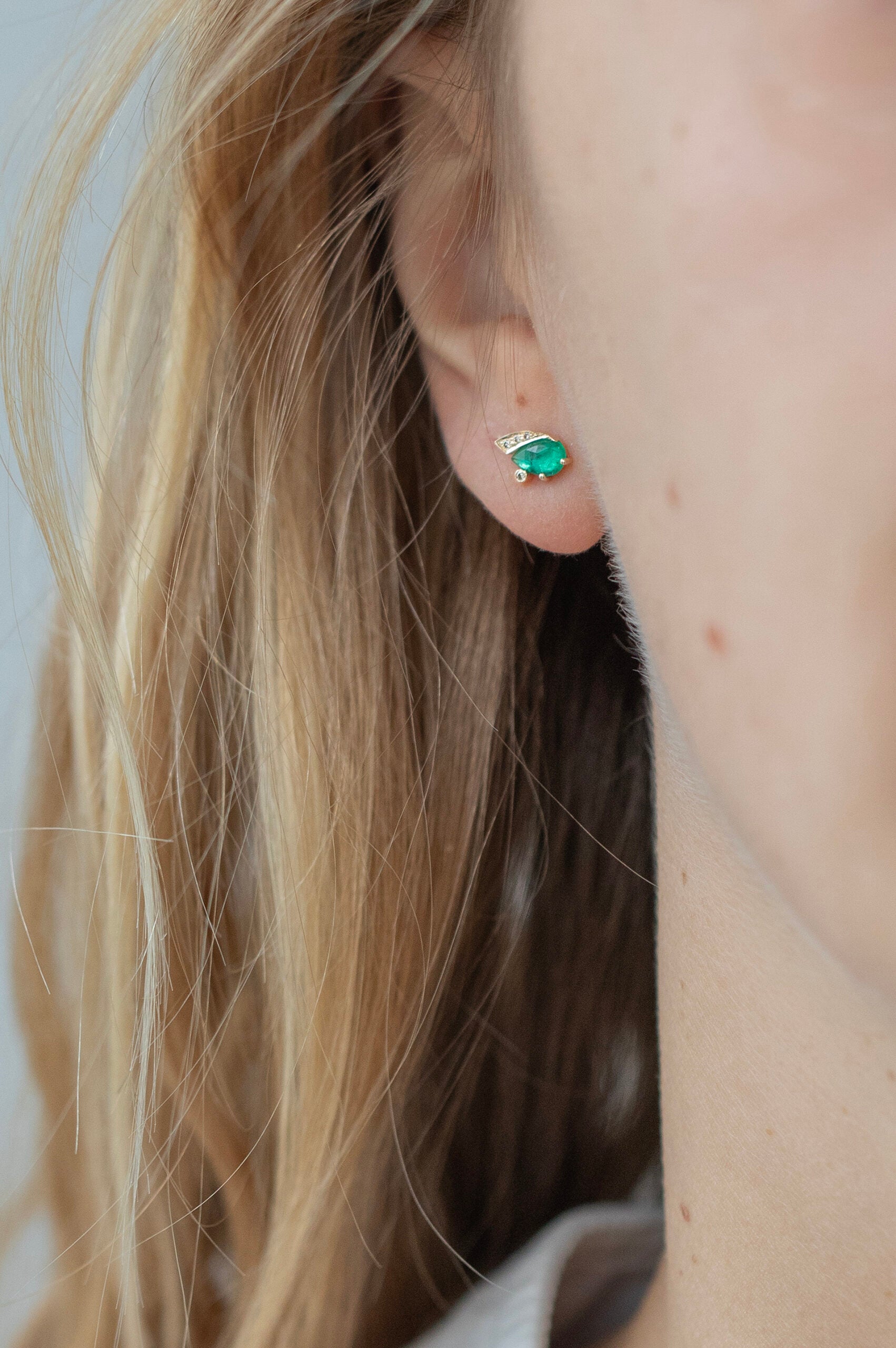 CELINE DAOUST | EMERALD & DIAMOND EYE EARRINGS