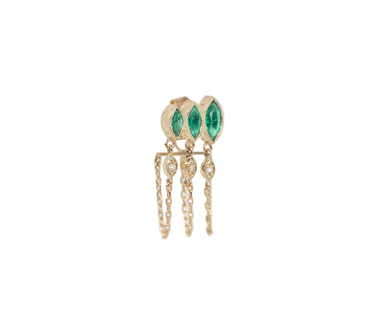 CELINE DAOUST | Triple Marquise Emeralds Chain Earring