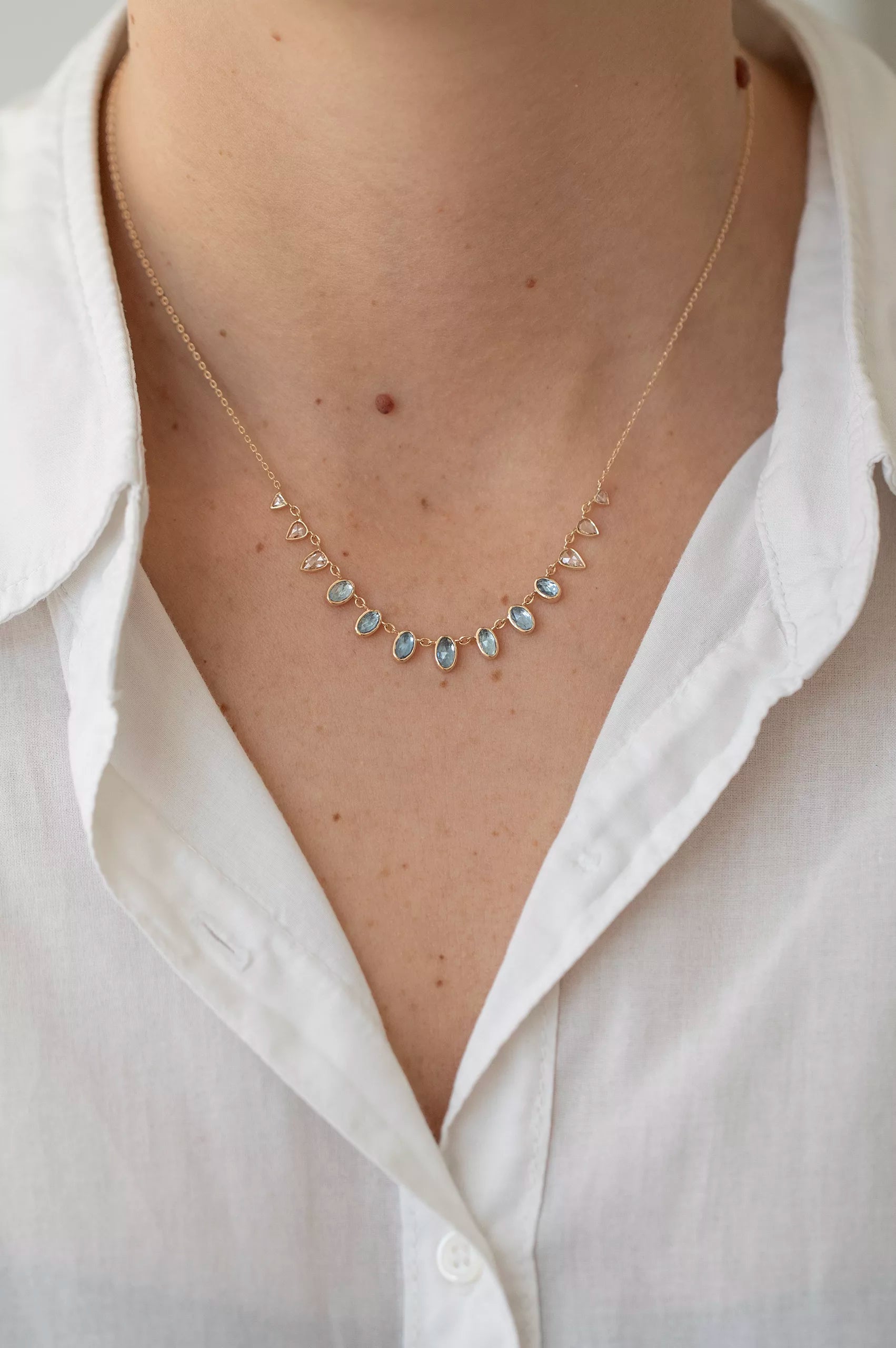 CELINE DAOUST | MULTI AQUAMARINE WITH CHAMPAGNE DIAMONDS NECKLACE