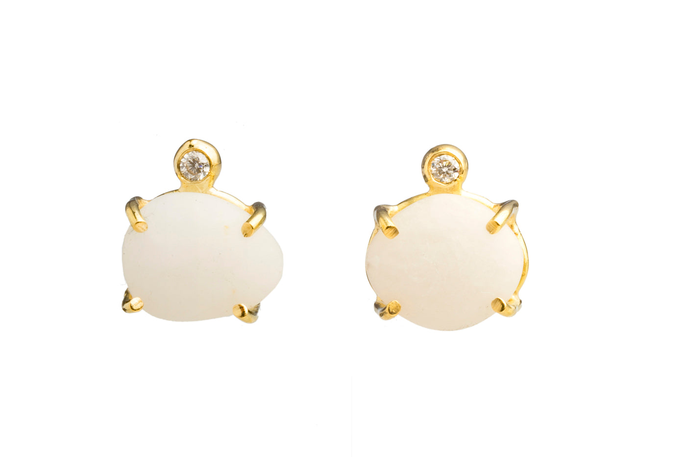 DOLLY BOUCOYANNIS | Pebble Earrings with Gold Binding and diamonds.