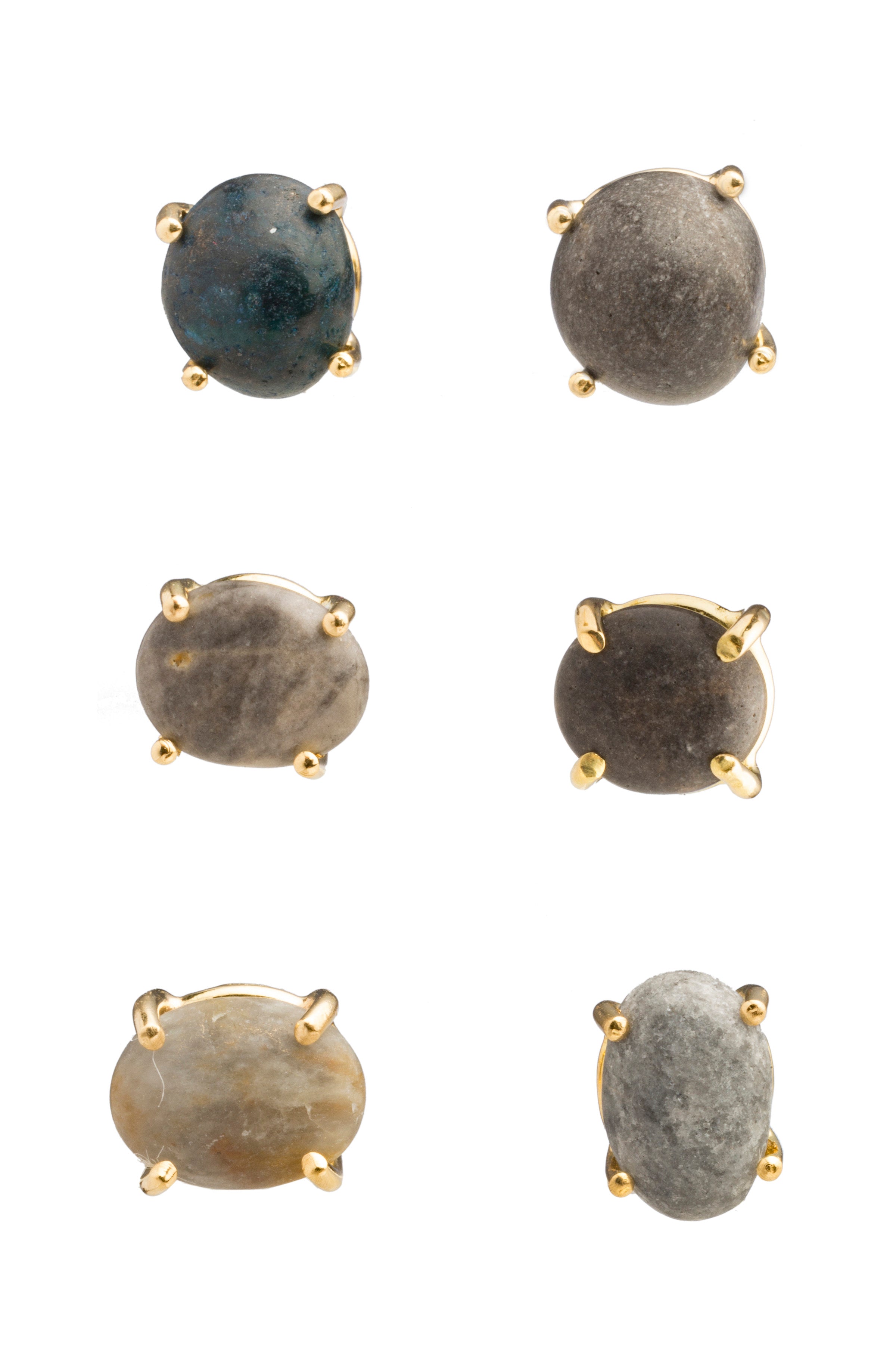 DOLLY BOUCOYANNIS | Pebble Earrings with Gold Binding and diamonds.