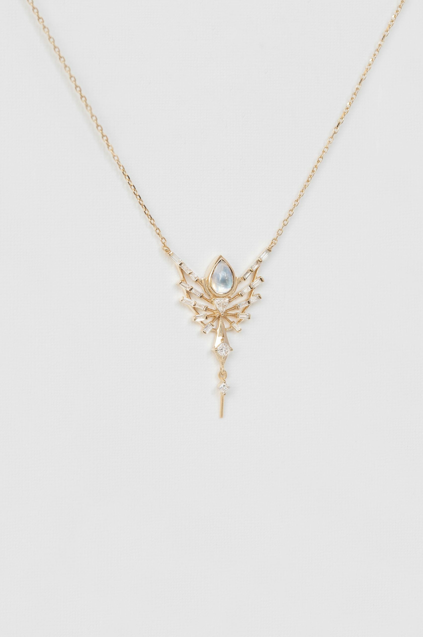 CELINE DAOUST | DREAM MAKER PEAR MOONSTONE AND DIAMONDS PHOENIX NECKLACE