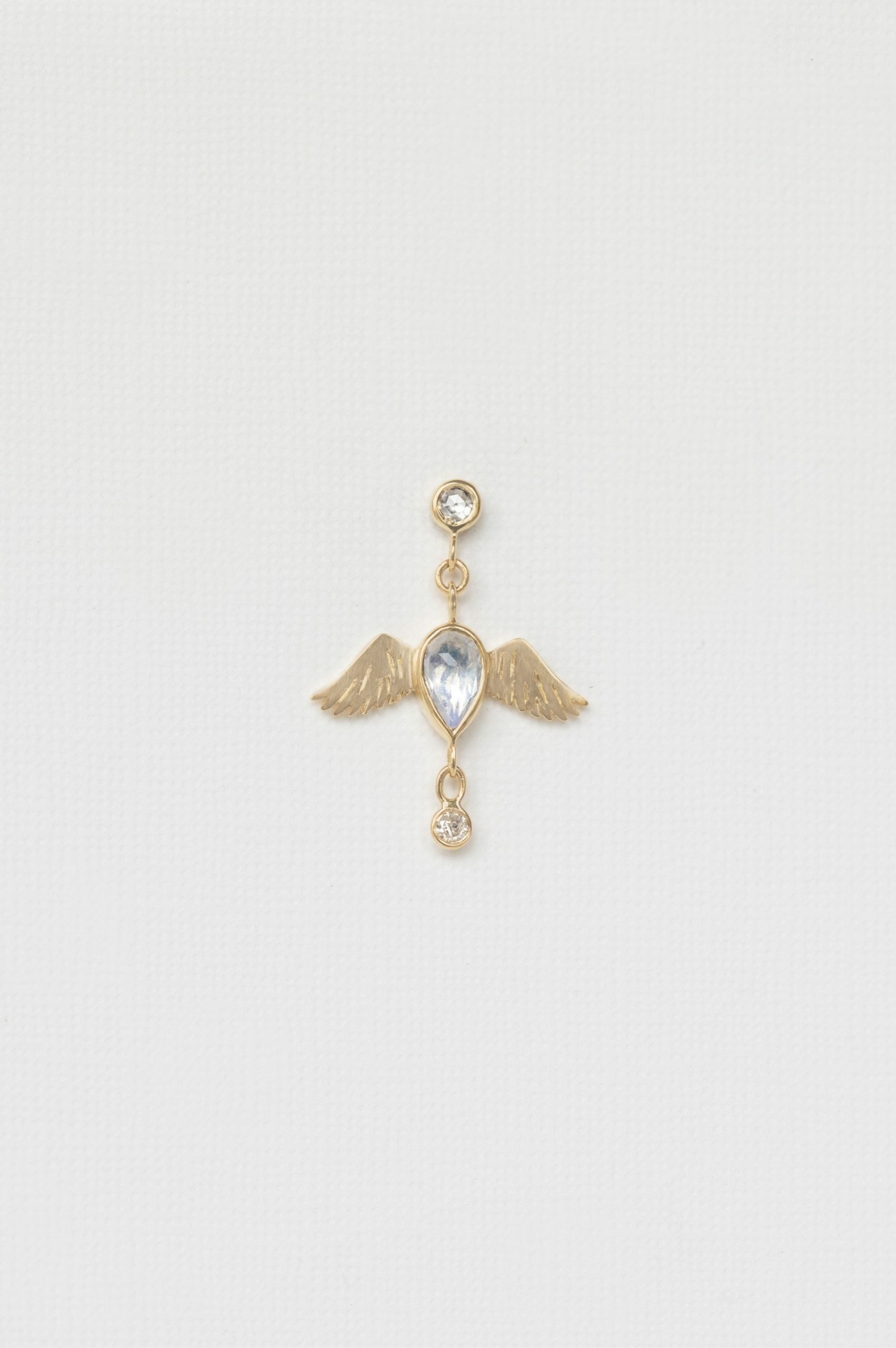 CELINE DAOUST | Pear Moonstone Bird & Diamonds Earrings