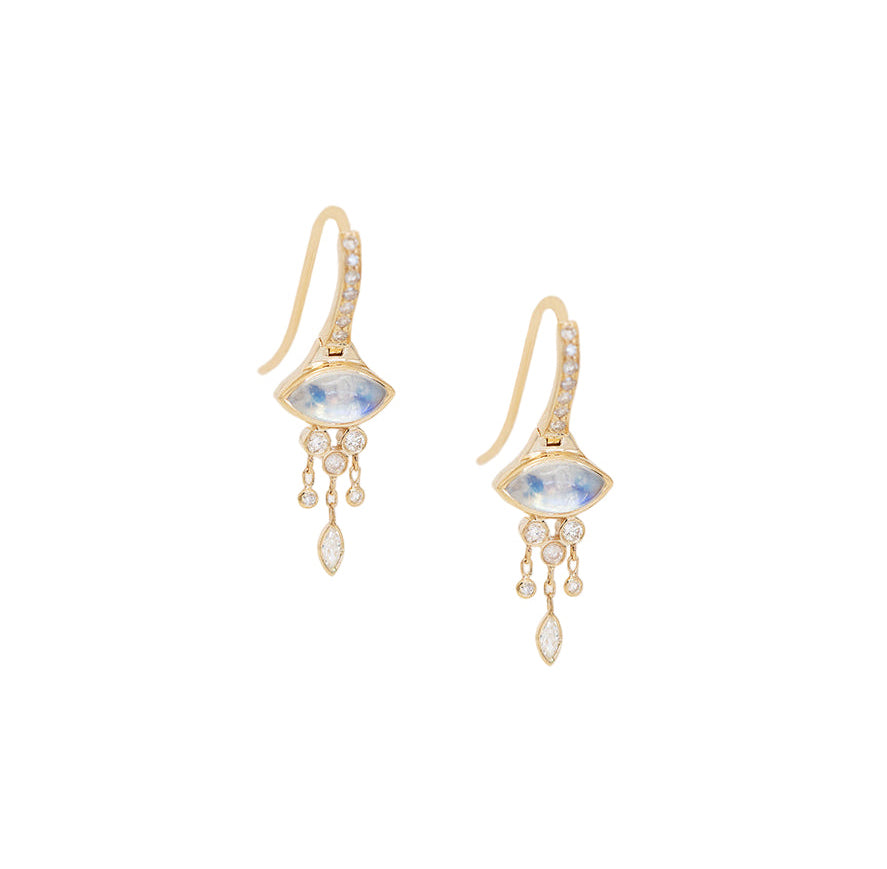 CELINE DAOUST | Moonstone marquise & diamonds earrings