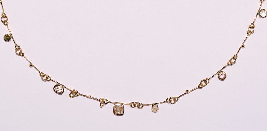 DORETTE | gouttes d'or multi stone necklace
