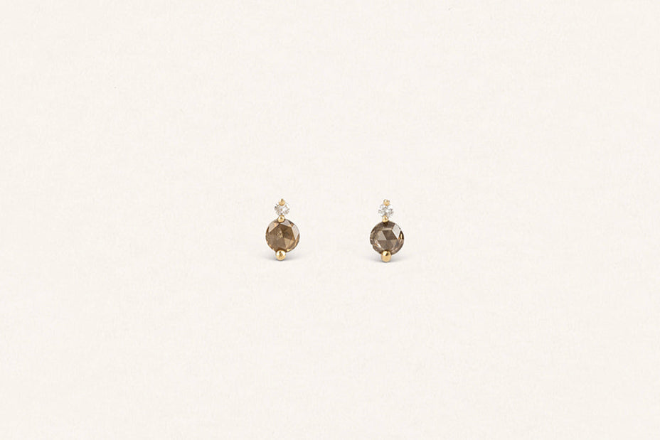 AVALON | Brown & white diamonds studs