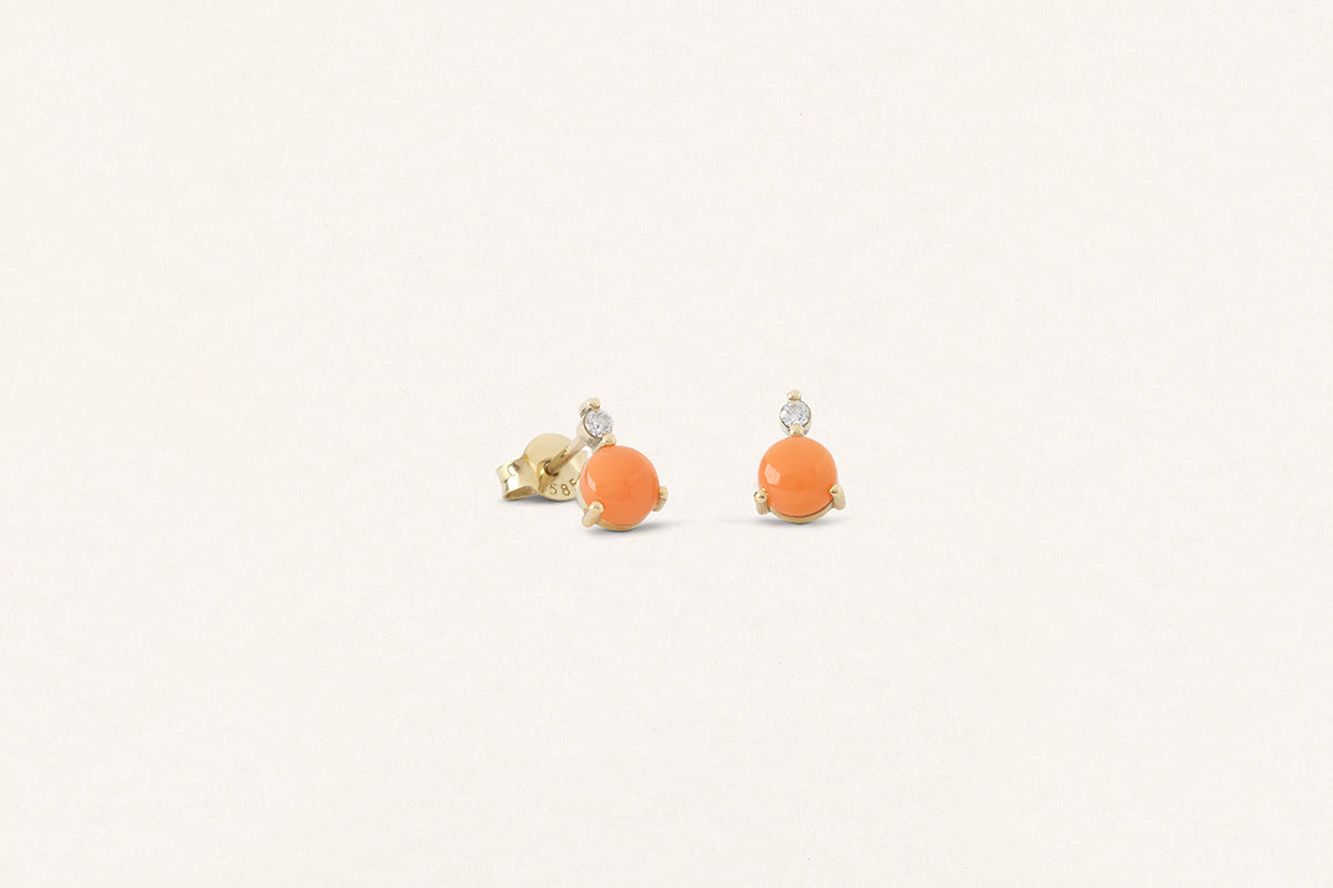 AVALON | Earrings with corals & Lab grown diamonds