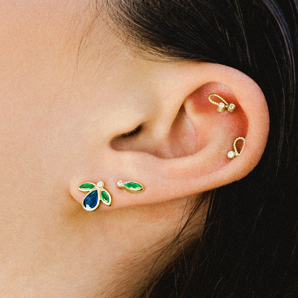 CHRISTINA SOUBLI | Fly stud with emerald and diamond