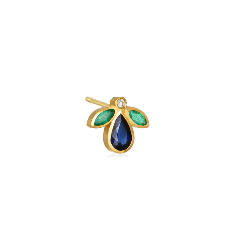 CHRISTINA SOUBLI | Fly stud with saphire, emeralds and diamond