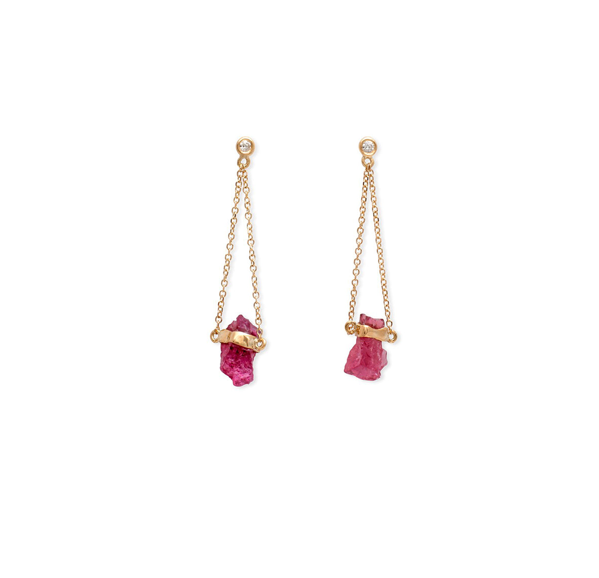 EIKOSIDYO | Rainbow diamond earrings pink