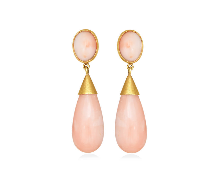 CHRISTINA SOUBLI | Drops earrings with rose coral