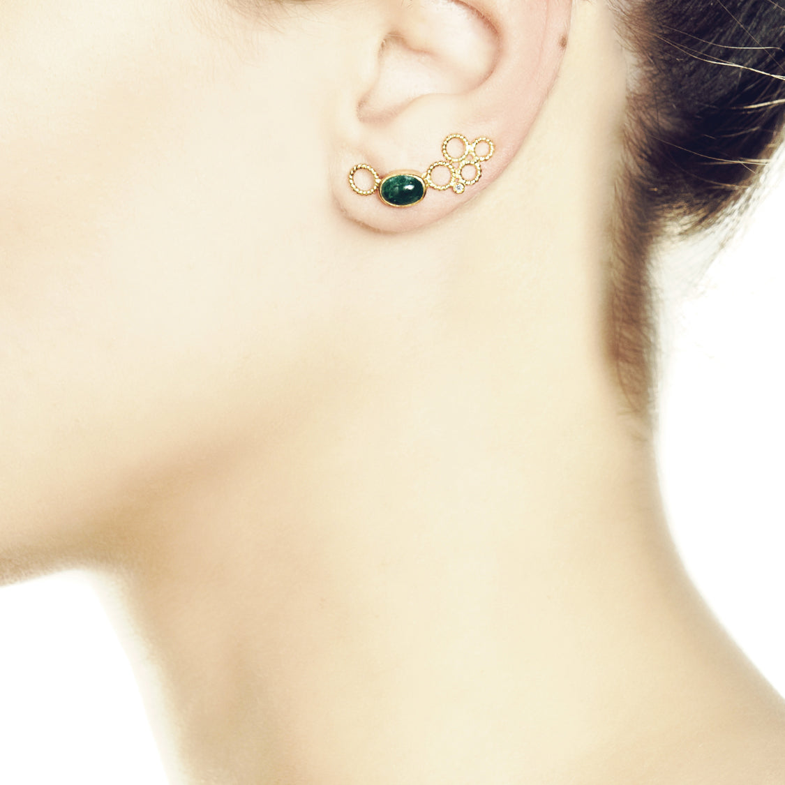 CHRISTINA SOUBLI  | Earrings with Emeralds and Diamonds