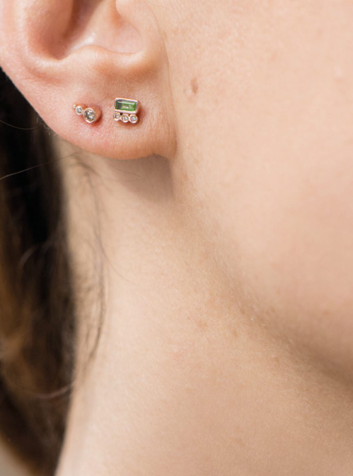 CELINE DAOUST | Green tourmaline and diamonds single earring