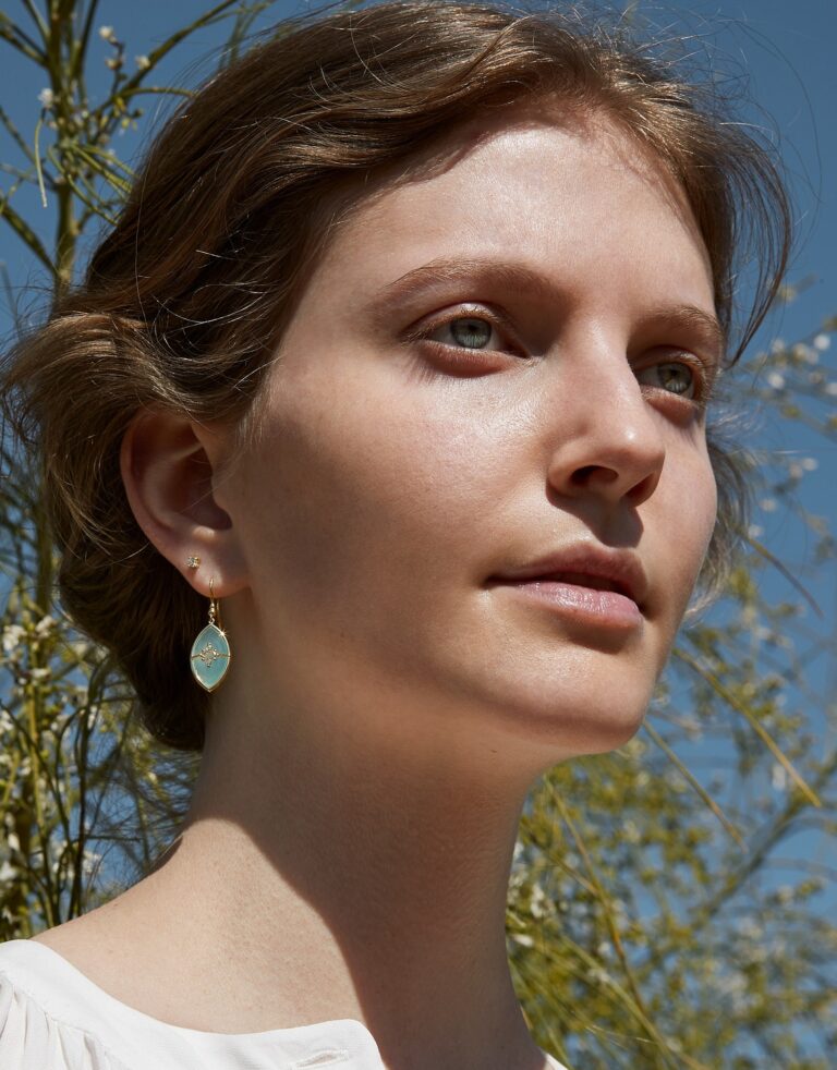 DANAI GIANNELLI | Paradiso Perduto earrings | aqua blue chalcedony