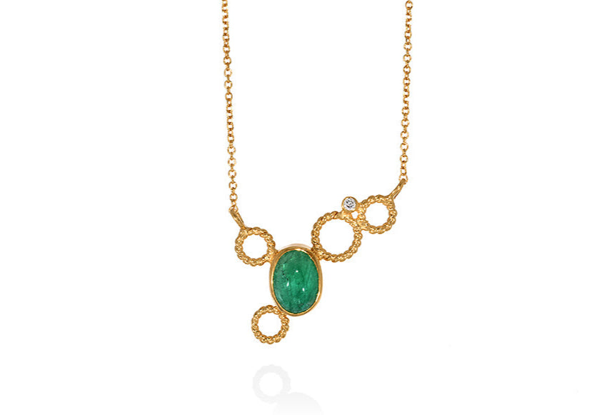 CHRISTINA SOUBLI  | Pendant with Emeralds and Diamonds