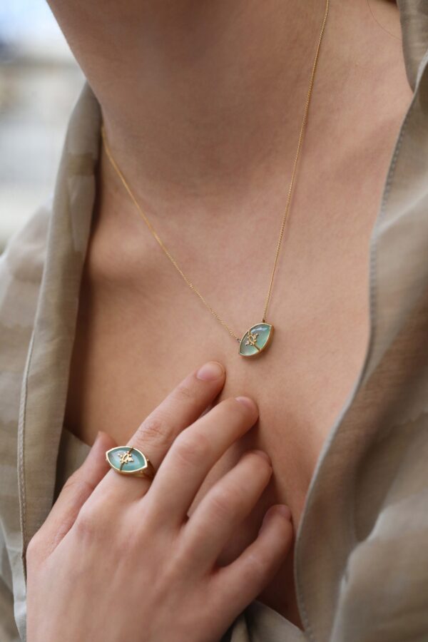 DANAI GIANNELLI | Paradiso Perduto necklace | aqua blue chalcedony & diamonds