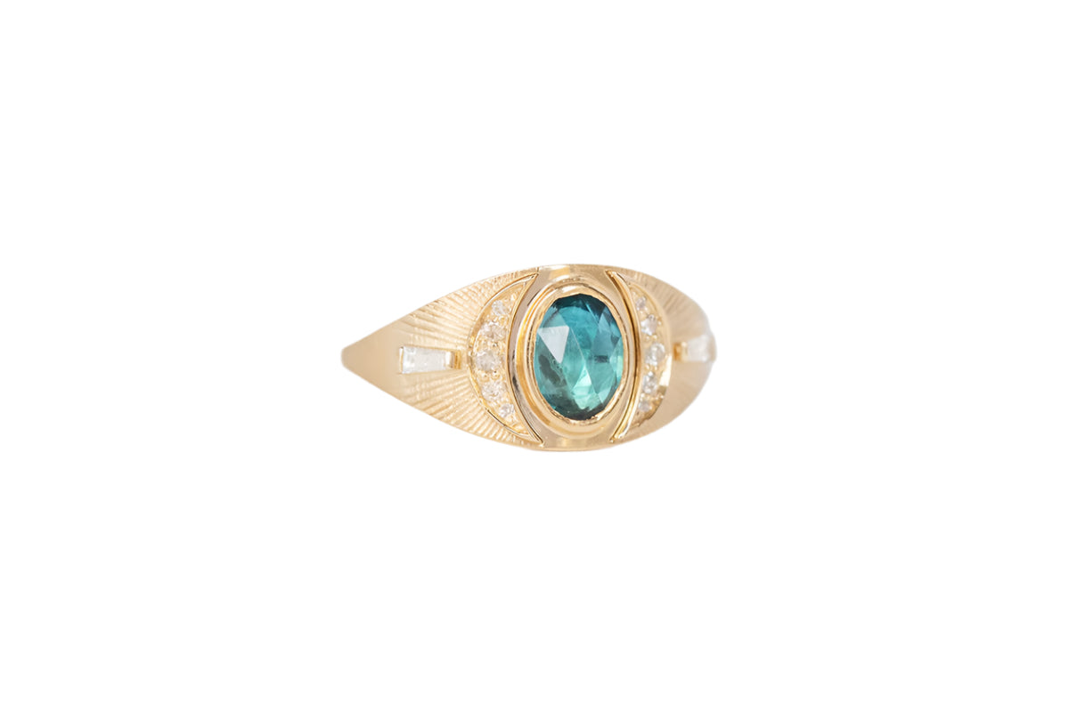 CELINE DAOUST | Blue Tourmaline & Diamond Moons Ring