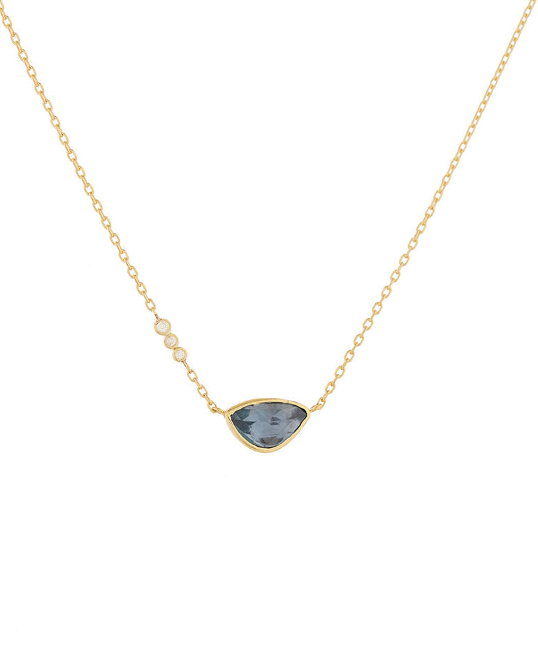CELINE DAOUST | Sapphire with three small Diamonds chain Necklace