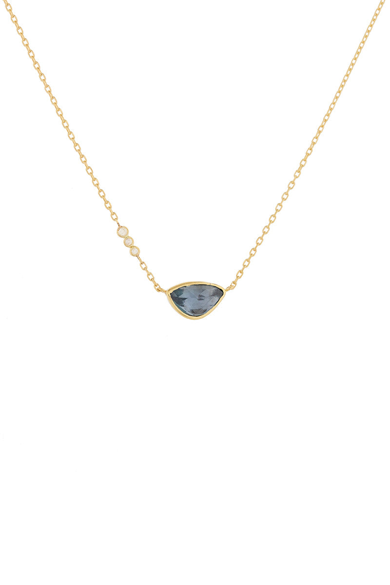 CELINE DAOUST | Sapphire with three small Diamonds chain Necklace