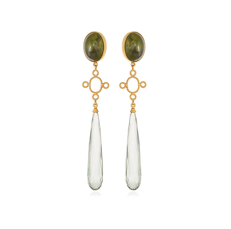 CHRISTINA SOUBLI | Drop earrings with Vesonite and Lemon quartz