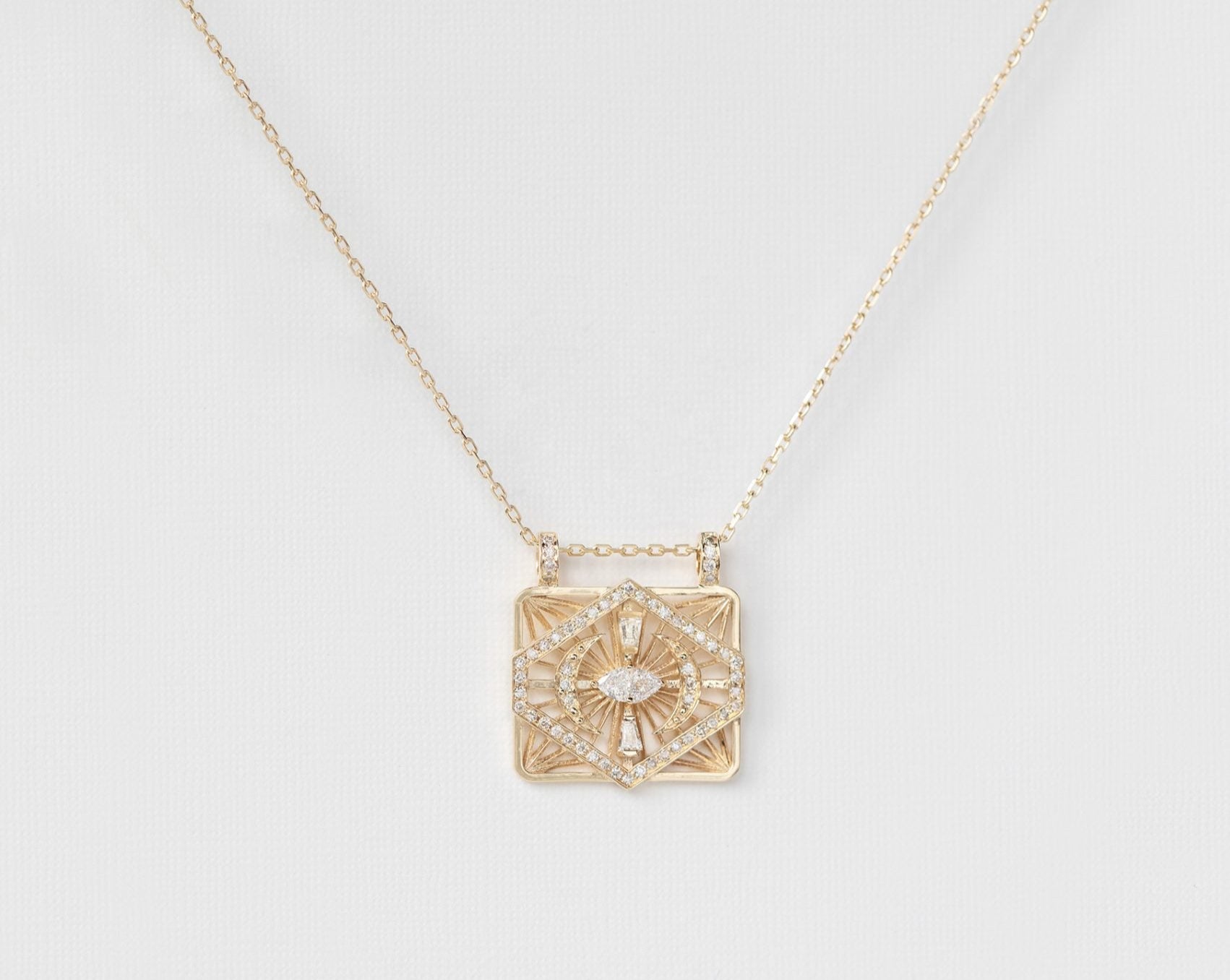 CELINE DAOUST | LOSANGE DIAMONDS & MOONS RECTANGLE CHAIN NECKLACE